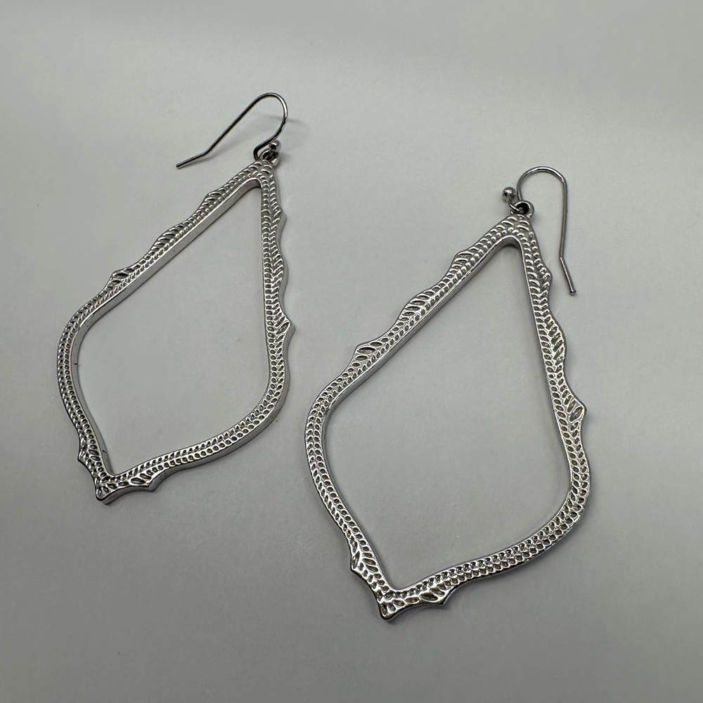 Kendra Scott Sophee Drop Earrings in Silver Hoops Tear Drop Marquise Triangle - Picture 7 of 9